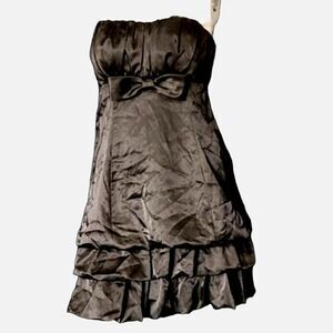 Teeze Me Black Bow Prom Dress Short Strapless Tiered Bubble Formal Party Dance